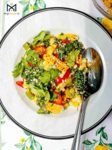 سالاد ذرت تابستانی با سس چیمیچوری