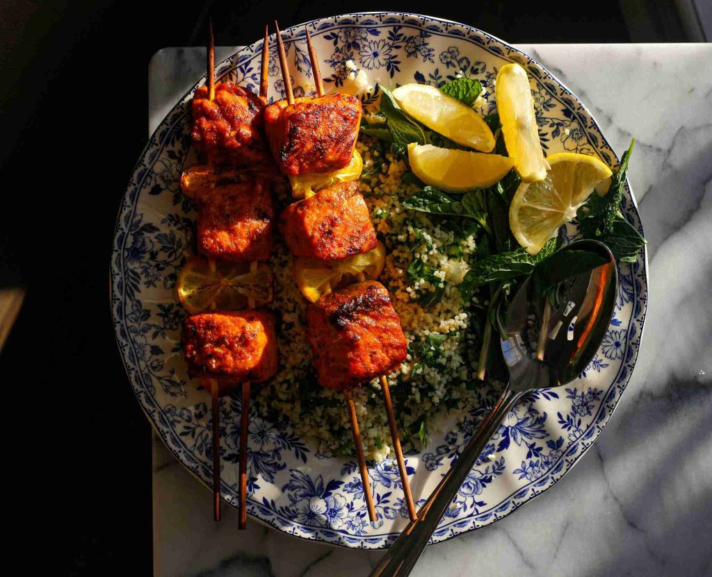 کباب سالمون زعفرانی